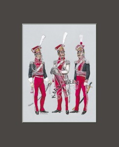 Art print 35 x 28 cm (14 x 11 in): 16. Lieutenant-Colonels Antoine Charles Delaître and Pierre Dautancourt and Proprietor count Vincent Krasiński of the 1st Chevau-léger Regiment of the Imperial Guard